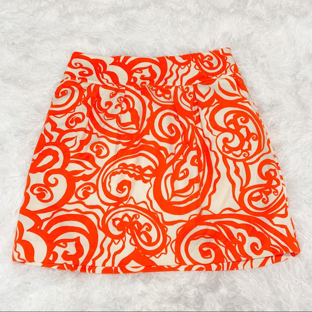 Merona Orange and Cream Abstract Print Skirt